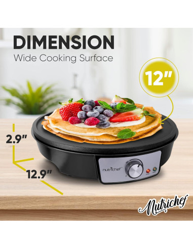 Horno Eléctrico NutriChef PCRM12 para Crepas 30 cm Antiadherente