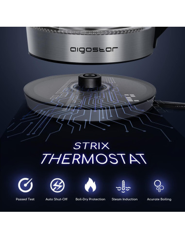 Hervidor Eléctrico Aigostar 1.7L con Control de Temperatura 1500W