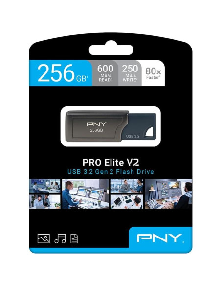 PNY Pro Elite V2 256GB USB 3.2 Gen 2 Flash Drive 600MB/s PNY Pro Elite V2 256GB USB 3.2 Gen 2 Flash Drive 600MB/s