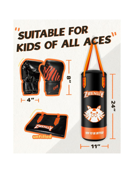 Saco de Boxeo ZTTENLLY para Niños 60 cm con Guantes Saco de Boxeo ZTTENLLY para Niños 60 cm con Guantes