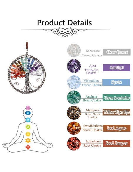 Colgante de Cristales Sanadores 7 Chakra Jovivi 26 cm Colgante de Cristales Sanadores 7 Chakra Jovivi 26 cm