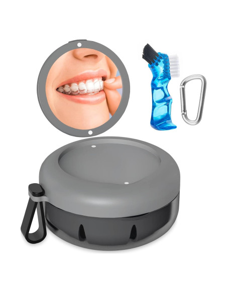 Estuche para Dentaduras SEANCHEER Gris Portátil a Prueba de Fugas Estuche para Dentaduras SEANCHEER Gris Portátil a Prueba de Fugas