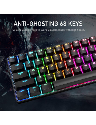 Teclado Mecánico LexonElec MK14 68 Teclas RGB Retroiluminado