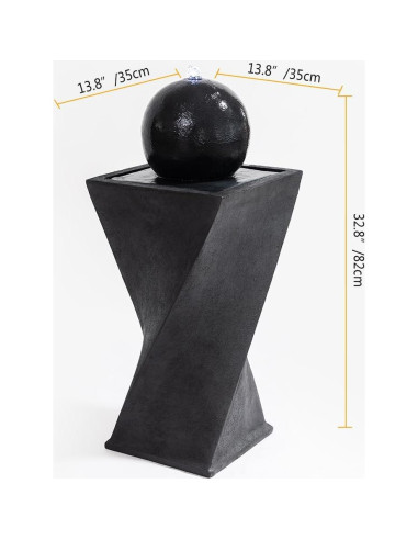 Fuente Esférica de Agua Zen Warm Garden - 38x35x70 cm Negra