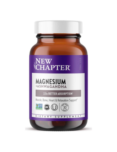 Suplemento de Magnesio Glicinato New Chapter 325 mg 30 cápsulas