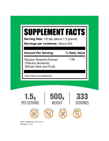 Extracto de Tribulus Terrestris en Polvo BulkSupplements 500g