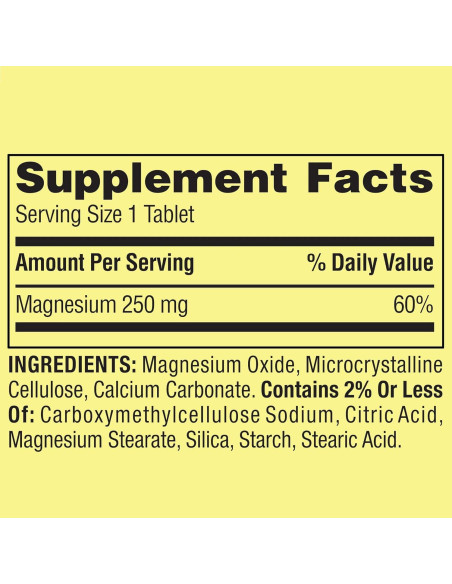 Suplemento de Magnesio Spring Valley 250mg 250 Tabletas Suplemento de Magnesio Spring Valley 250mg 250 Tabletas