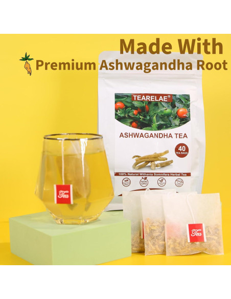 Té de Ashwagandha TEARELAE - 40 Bolsitas de 2.5g - Sin Cafeína Té de Ashwagandha TEARELAE - 40 Bolsitas de 2.5g - Sin Cafeína