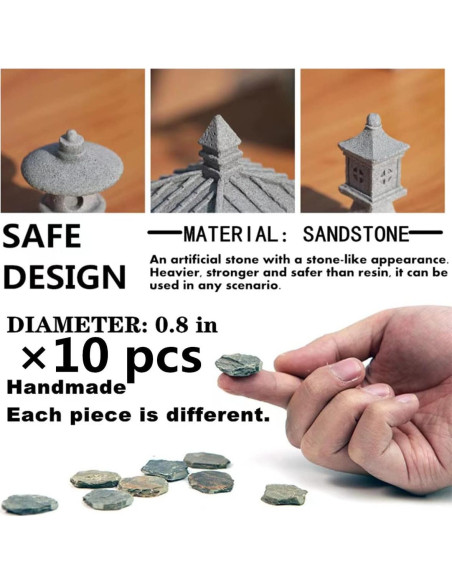 Juego de Decoración de Jardín Zen Sdeetesamjun - 10 Piedras y 3 Linternas Juego de Decoración de Jardín Zen Sdeetesamjun - 10 Piedras y 3 Linternas
