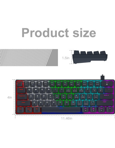 Teclado Mecánico Compacto 60% Winstar X44 Interruptor Azul