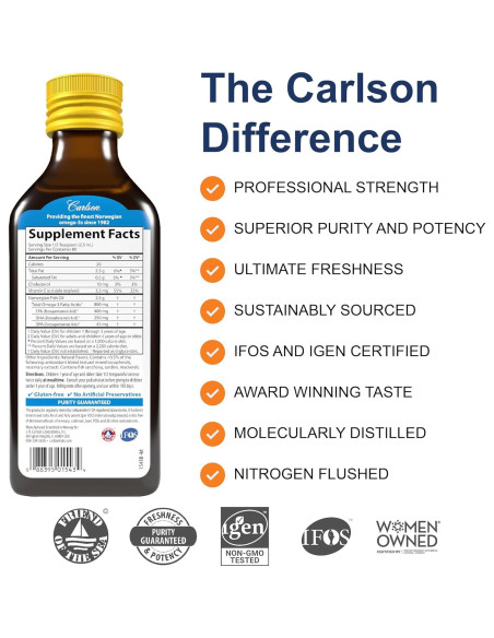 Aceite de Pescado Líquido Carlson para Niños 200 ml Omega-3 Aceite de Pescado Líquido Carlson para Niños 200 ml Omega-3