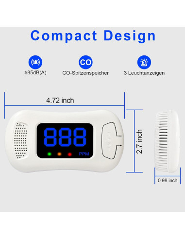 Detector de Monóxido de Carbono Sylzy MY-S07 con Pantalla LED