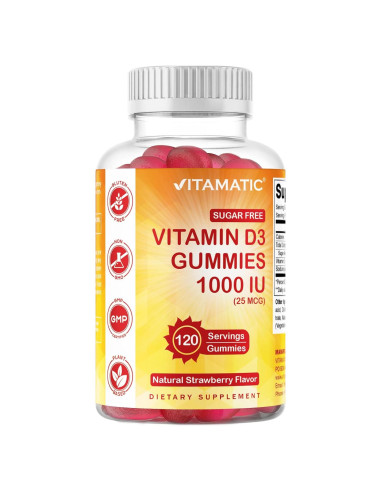 Gominolas de Vitamina D3 Vitamatic 1000 UI Sin Azúcar 120 Porciones