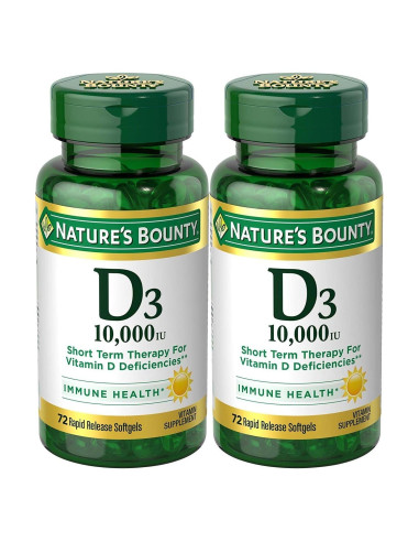 Suplemento Vitamina D3 Nature's Bounty 10,000 UI 144 Gelatinas