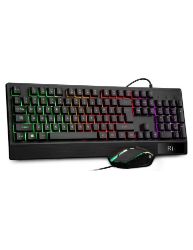 Combo Teclado y Ratón Gaming Rii RK400 RGB Ergonómico