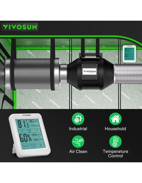 Ventilador Inline VIVOSUN 4 Pulgadas 190 CFM con Filtro y Control Ventilador Inline VIVOSUN 4 Pulgadas 190 CFM con Filtro y Control