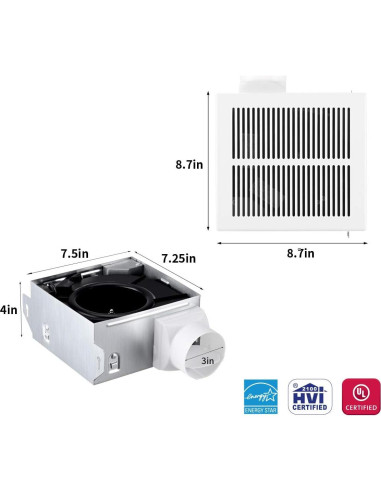 Ventilador de Baño Tech Drive 50 CFM Silencioso 1 Sone