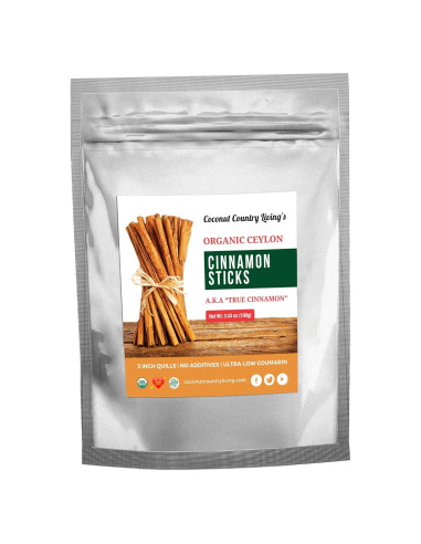 Palitos de Canela de Ceilán Orgánica 99 g - Coconut Country Living