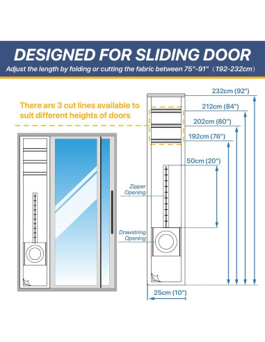 Kit de Sello para Puerta Deslizante LOVIGA 10x75-91" (25x192-232cm)