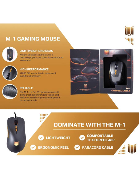 Ratón Gaming M-1 Shenzhen 12,000DPI Ergonómico con Cable Ratón Gaming M-1 Shenzhen 12,000DPI Ergonómico con Cable