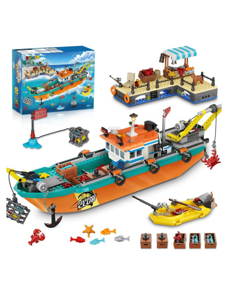 Kit de Construcción Barco de Pesca HiWEEGO 762 Piezas Kit de Construcción Barco de Pesca HiWEEGO 762 Piezas