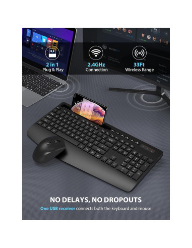 Combo Teclado y Ratón Inalámbrico Trueque Ergonómico