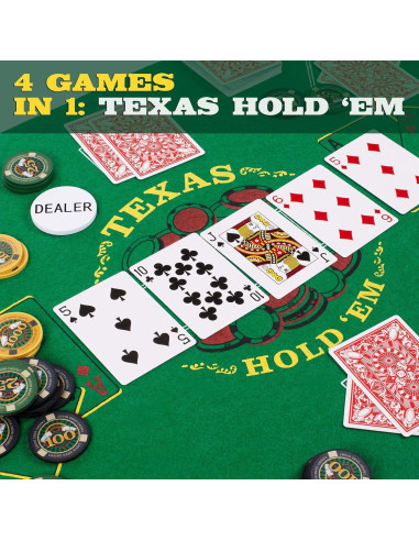 Juego de Casino 4-en-1 Brybelly con Fichas, Dados y Cartas