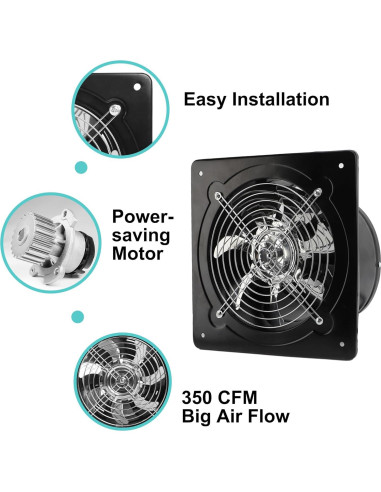 Ventilador de Escape MEKOTRIN 6 Pulgadas 40W Negro
