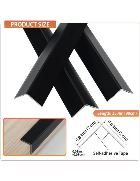 Protectores de Esquinas de Pared QDYMXUN Aluminio Negro Mate 2pcs Protectores de Esquinas de Pared QDYMXUN Aluminio Negro Mate 2pcs