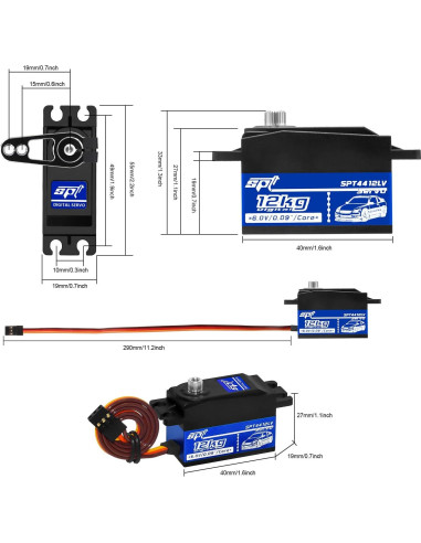 Servo Digital 12kg WOAEIUOS Bajo Perfil para Coche RC 1/10