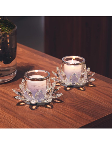 Soporte de Vela de Cristal QFkris Loto Claro - Juego de 2