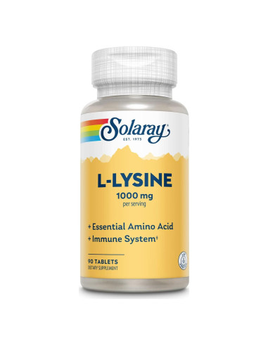 Suplemento Inmunológico Solaray L-Lisina 1000mg + Vitamina C 1000mg + Zinc 25mg - 90 Tabletas