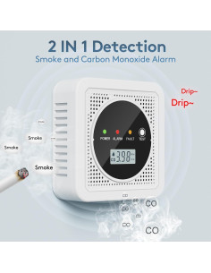 Detector de Humo y Monóxido de Carbono TJTFJS SC106 85dB 2