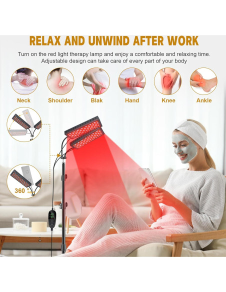 Lámpara de Terapia de Luz Roja Astarexin Doble Cabeza 55W Lámpara de Terapia de Luz Roja Astarexin Doble Cabeza 55W