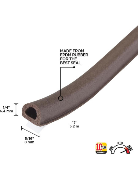 Burlete M-D 63602 5.18m Goma EPDM Marrón para Puertas y Ventanas Burlete M-D 63602 5.18m Goma EPDM Marrón para Puertas y Ventanas