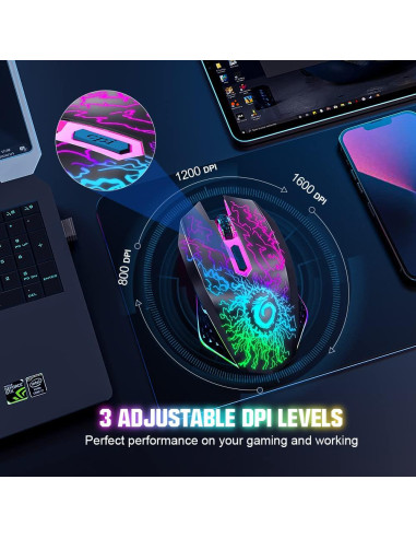 Ratón Inalámbrico VersionTECH. BX106 Recargable LED RGB