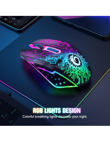 Ratón Inalámbrico VersionTECH. BX106 Recargable LED RGB