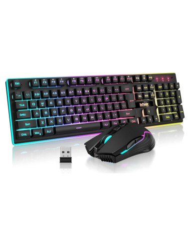 Combo Teclado y Ratón Inalámbrico RedThunder K10 LED