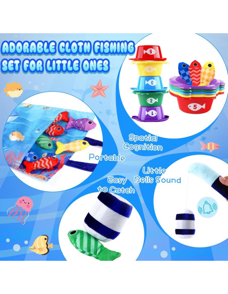 Juego de Pesca Montessori Fortand 22 PCS para Bebés 6-12 Meses Juego de Pesca Montessori Fortand 22 PCS para Bebés 6-12 Meses