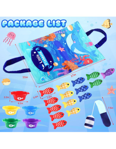Juego de Pesca Montessori Fortand 22 PCS para Bebés 6-12 Meses