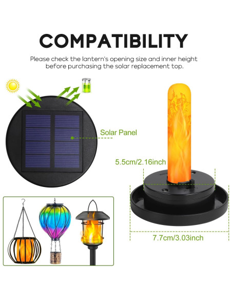 Tapa de Reemplazo Solar GOESWELL 3 pulgadas para Linterna Tapa de Reemplazo Solar GOESWELL 3 pulgadas para Linterna