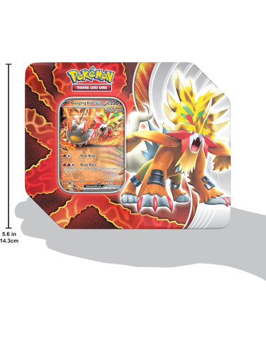 Lata de TCG Pokémon Destinos Paradoja con 5 Paquetes