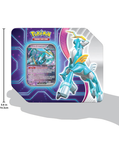 Lata de TCG Pokémon Destinos Paradoja con 5 Paquetes