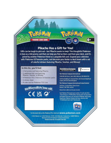 Pokémon TCG: GO Tin Snorlax - 2 Cartas Foil y 4 Paquetes