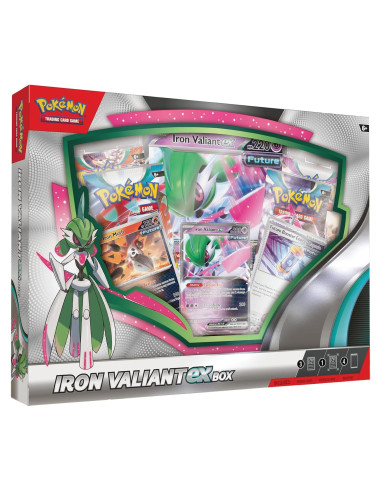 Caja Iron Valiant ex Pokémon TCG - 1 carta promocional y 4 refuerzos