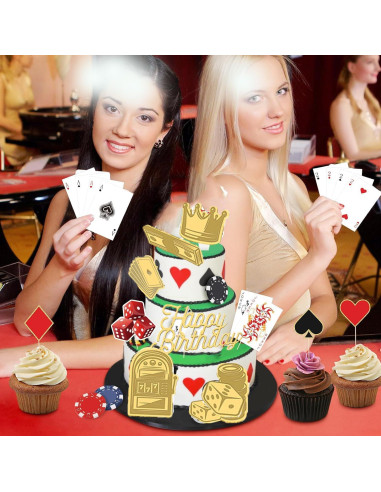 Toppers de Pastel de Casino Lvbeybc - 10 PCS Decoración Cumpleaños