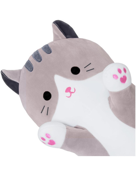 Almohada de Cuerpo de Gato Peluche SNOWOLF 90 cm Gris Almohada de Cuerpo de Gato Peluche SNOWOLF 90 cm Gris