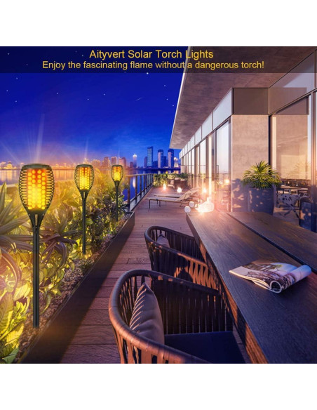 Aityvert Luces Solares 4 Paquete 109 cm Antorchas LED Aityvert Luces Solares 4 Paquete 109 cm Antorchas LED