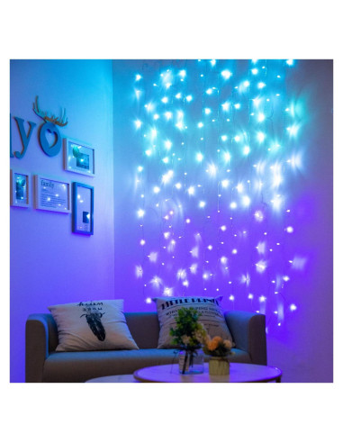 Luces de Cortina LED BECCOBEAT 2x2m Turquesa y Púrpura