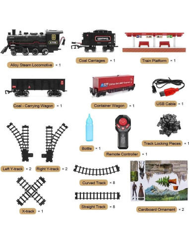 Juego de Tren Eléctrico Navidad Li Cheng Feng 246.4x104.1cm